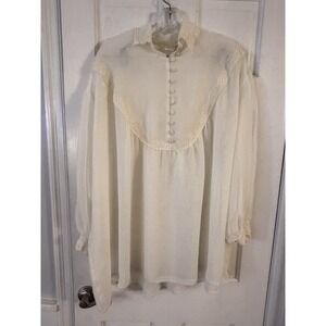 VTG Victoria's Secret Gold Label‎ Nightgown Sz XS Crochet Lace Cream Sheer READ!
